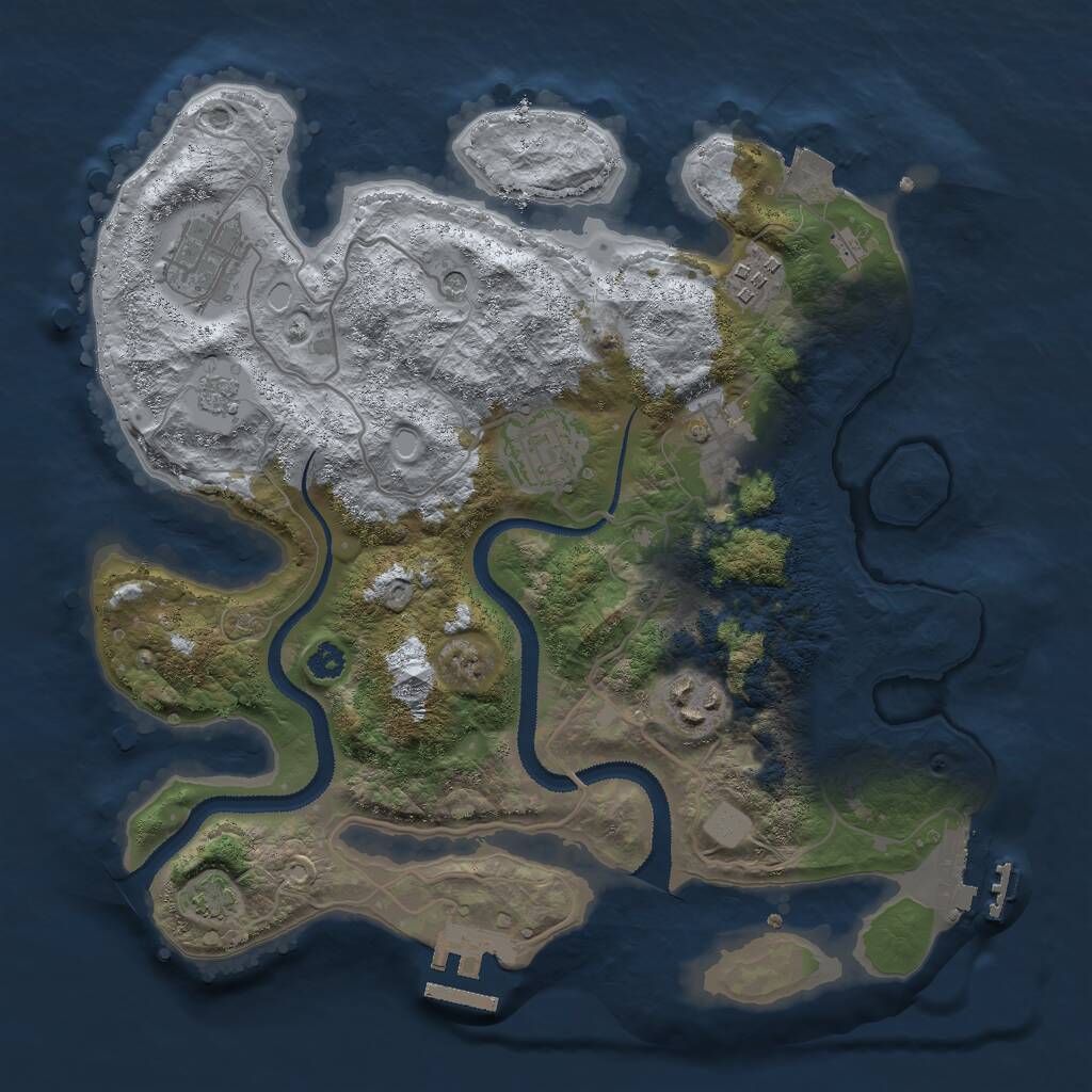 Rust Map: Procedural Map, Size: 3000, Seed: 71183, 11 Monuments