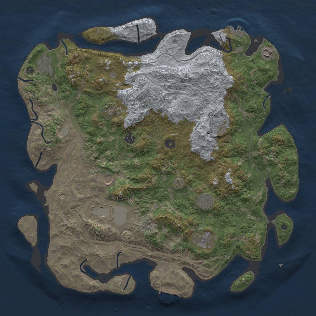 Rust Map: Procedural Map, Size: 4500, Seed: 509004002, 19 Monuments