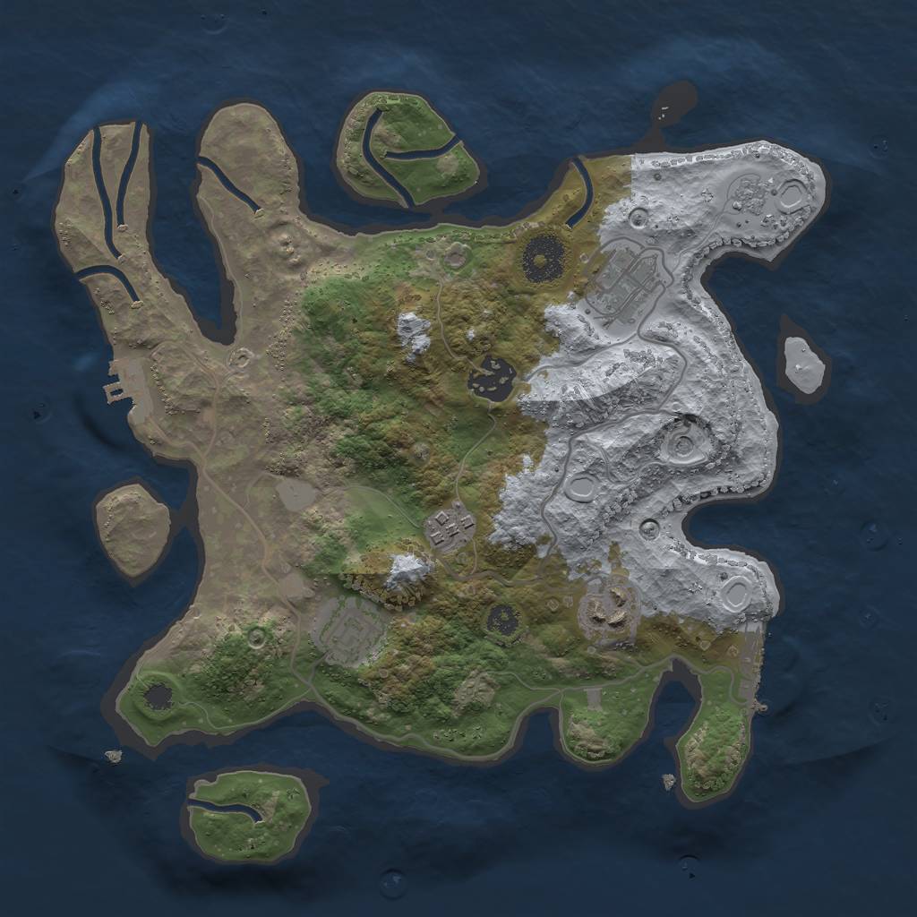 Rust Map: Procedural Map, Size: 3000, Seed: 23931, 14 Monuments