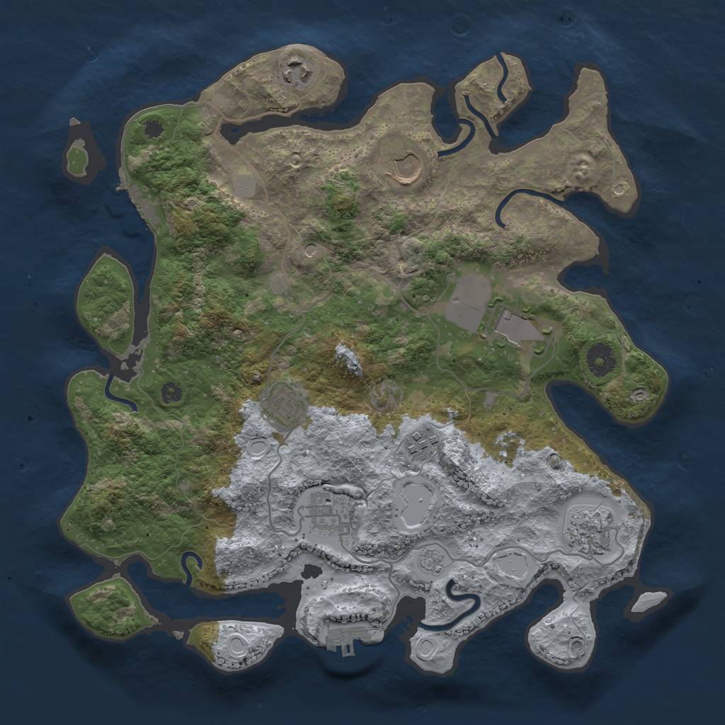 Rust Map: Procedural Map, Size: 3500, Seed: 53886803, 16 Monuments
