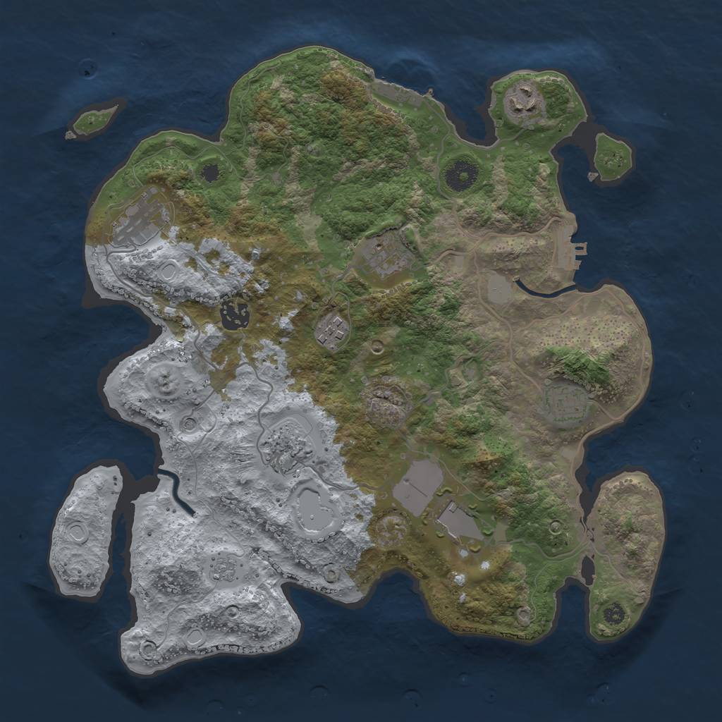 Rust Map: Procedural Map, Size: 3500, Seed: 90905238, 17 Monuments