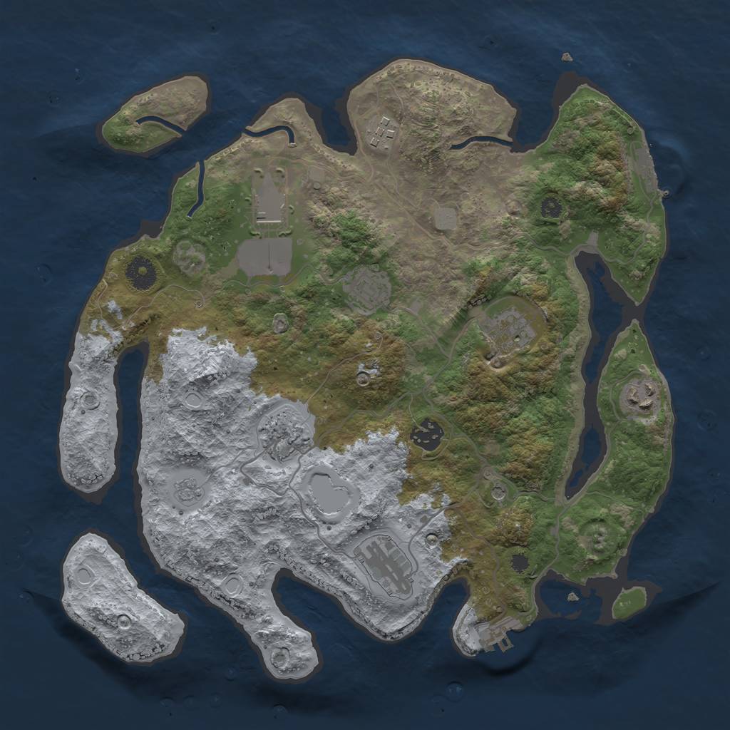 Rust Map: Procedural Map, Size: 3500, Seed: 84482575, 17 Monuments