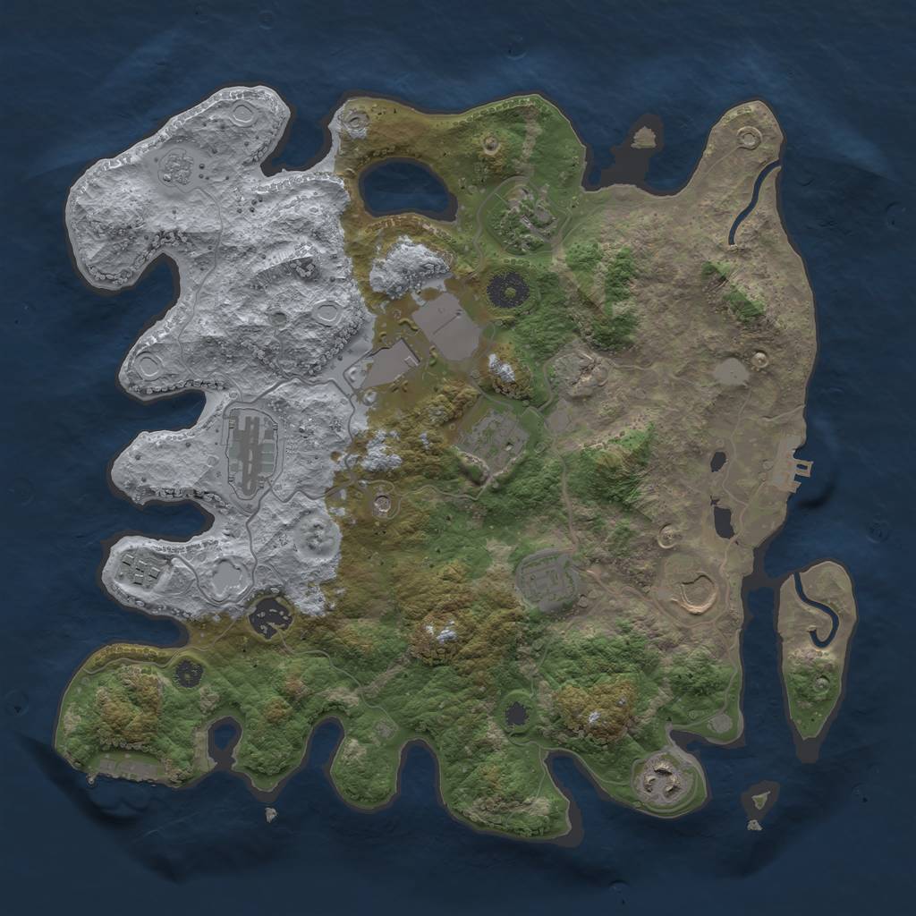 Rust Map: Procedural Map, Size: 3500, Seed: 32929438, 18 Monuments
