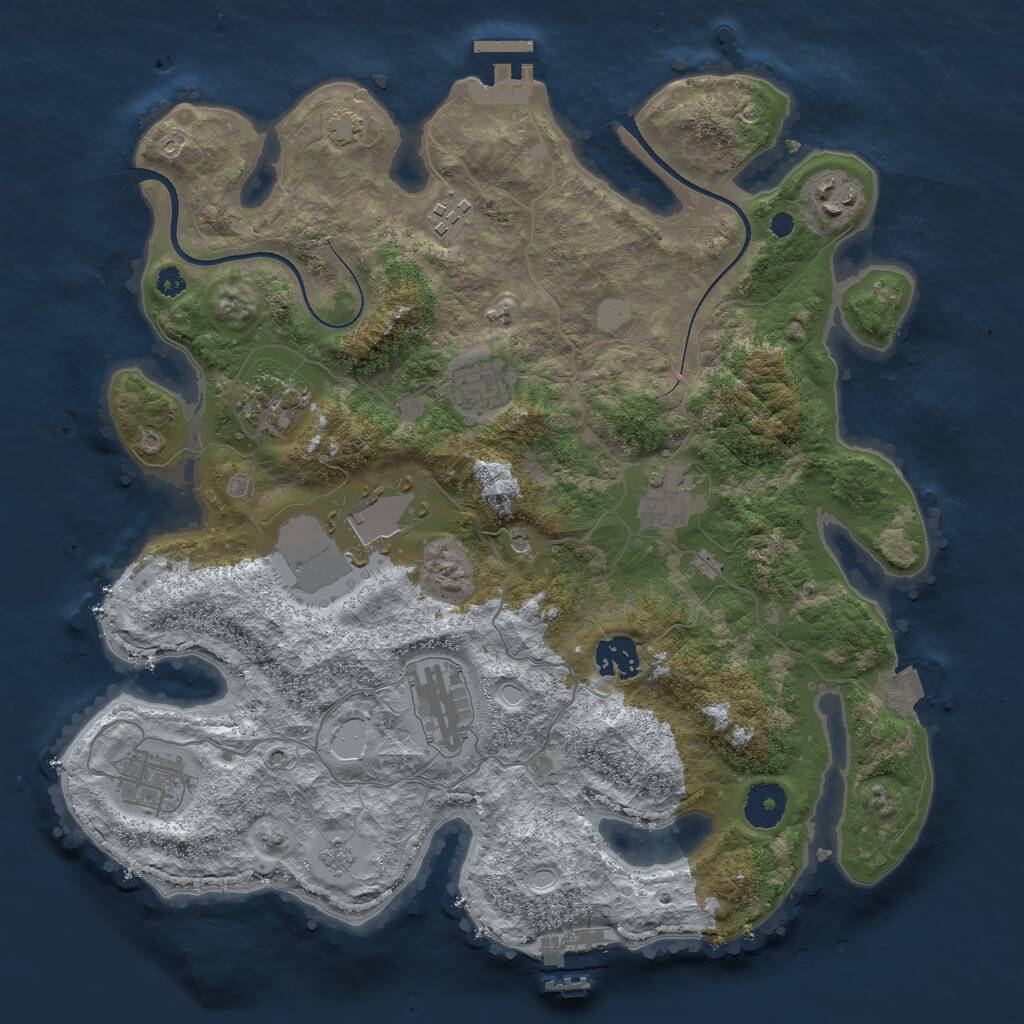 Rust Map: Procedural Map, Size: 3500, Seed: 22488200, 15 Monuments