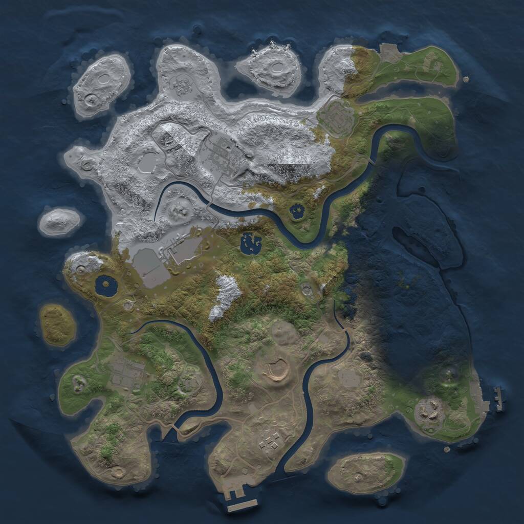 Rust Map: Procedural Map, Size: 3500, Seed: 76199989, 14 Monuments