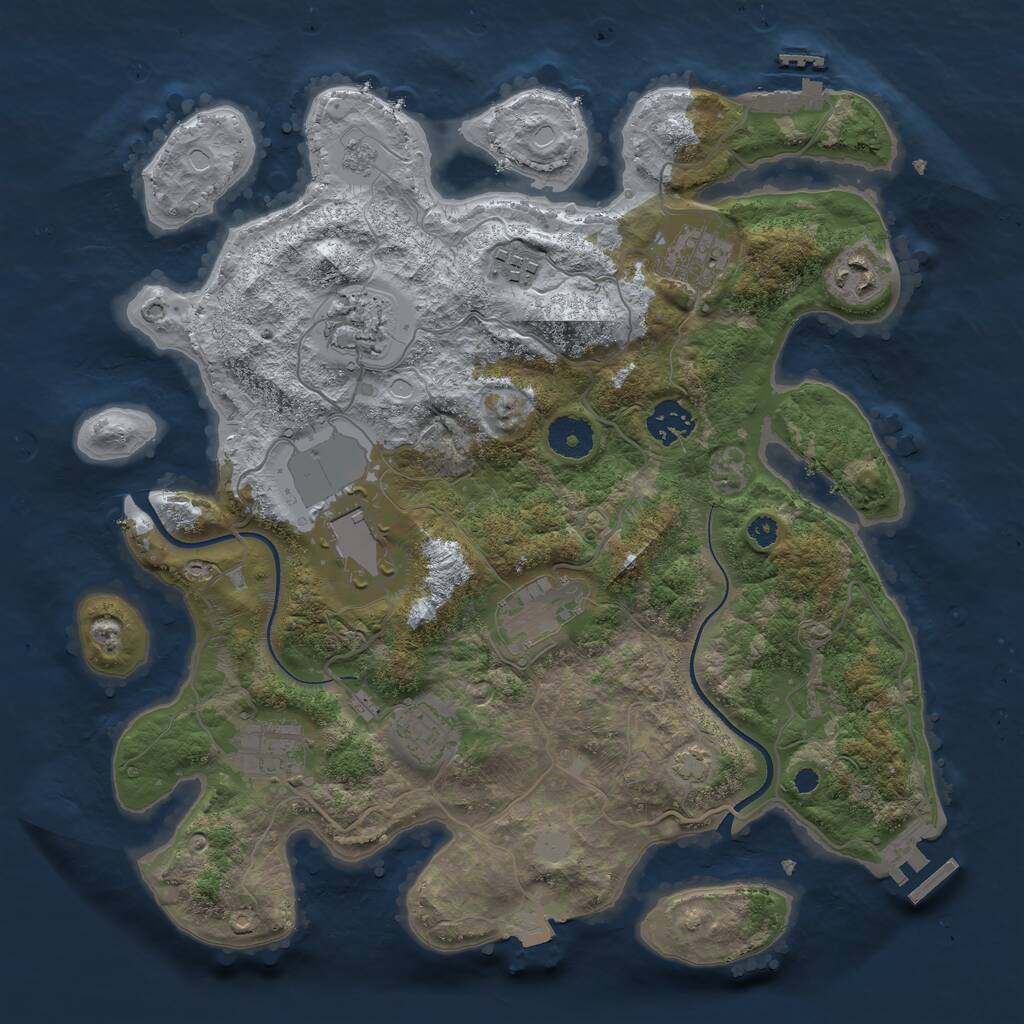 Rust Map: Procedural Map, Size: 3500, Seed: 76199989, 14 Monuments