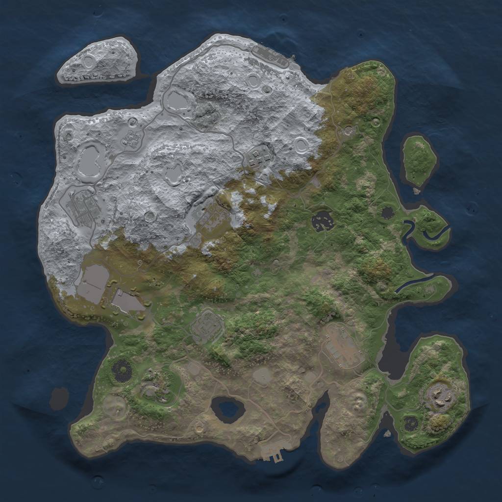 Rust Map: Procedural Map, Size: 3500, Seed: 12513813, 18 Monuments