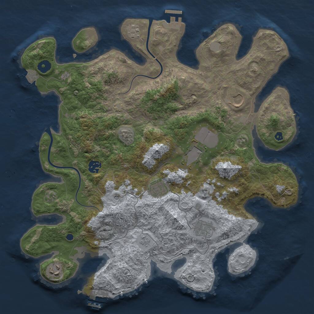 Rust Map: Procedural Map, Size: 3700, Seed: 1517107542, 13 Monuments