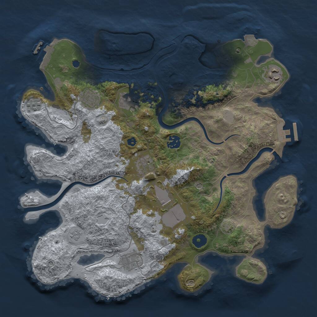 Rust Map: Procedural Map, Size: 3500, Seed: 63368024, 14 Monuments