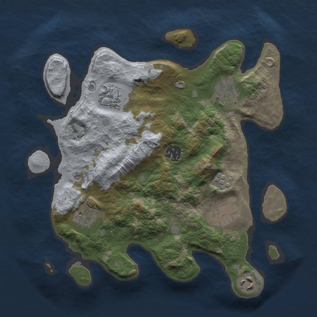 Rust Map: Barren, Size: 3000, Seed: 1039148351, 10 Monuments