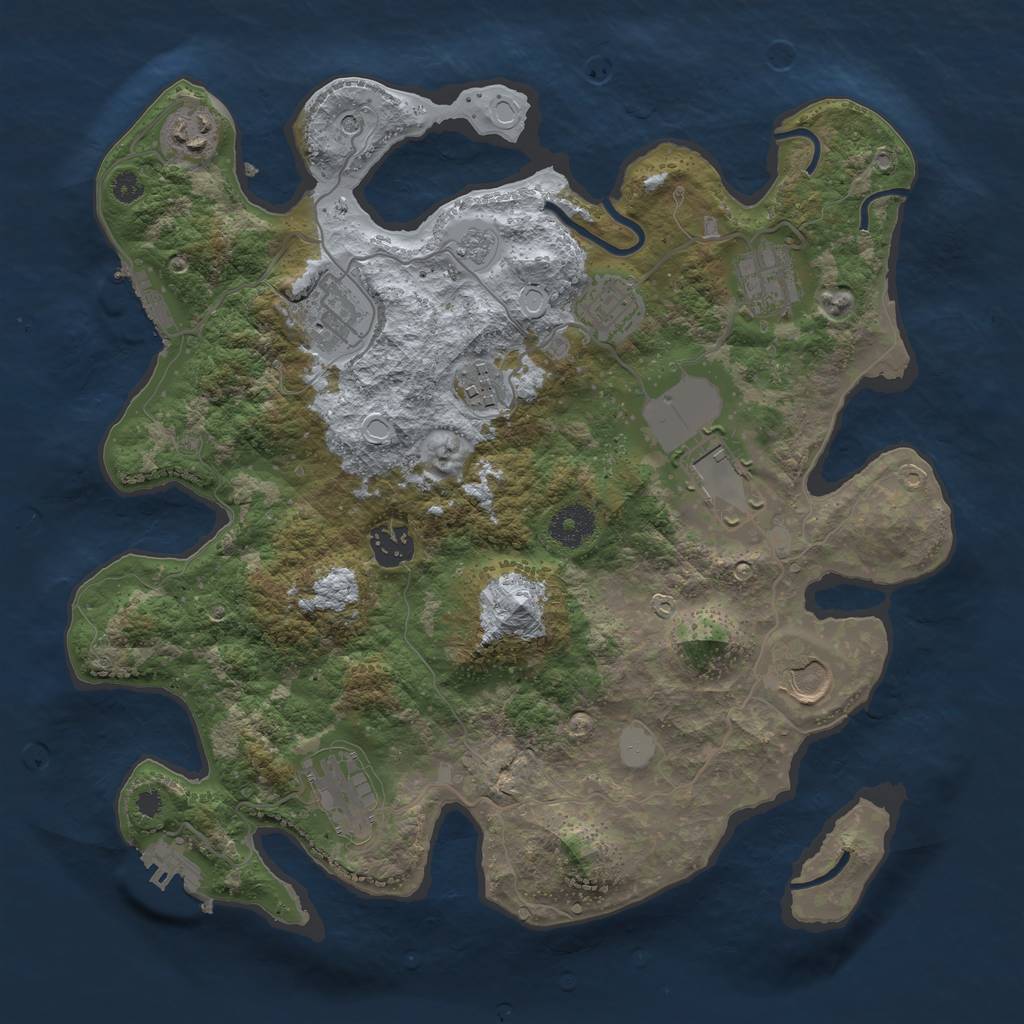 Rust Map: Procedural Map, Size: 3500, Seed: 29854777, 18 Monuments