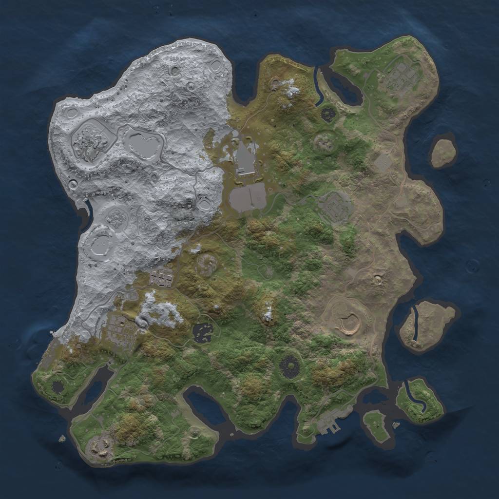 Rust Map: Procedural Map, Size: 3500, Seed: 33292558, 15 Monuments