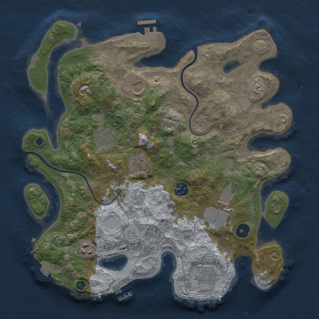 Rust Map: Procedural Map, Size: 3500, Seed: 17445013, 13 Monuments