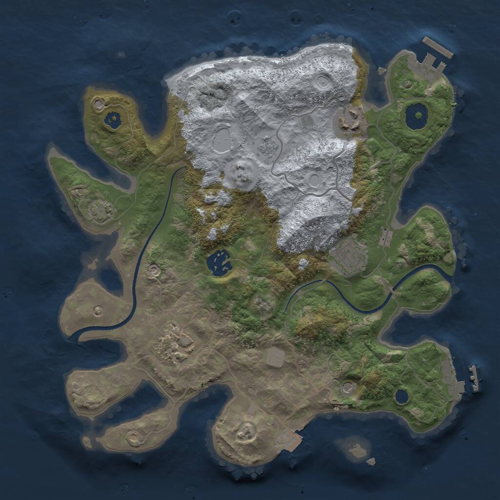 Rust Map: Procedural Map, Size: 3000, Seed: 11245, 10 Monuments