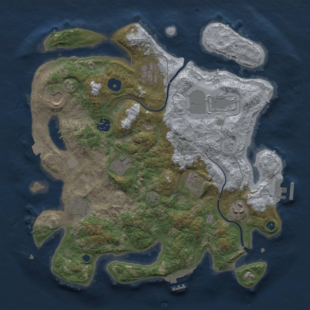 Rust Map: Procedural Map, Size: 3500, Seed: 38778081, 14 Monuments