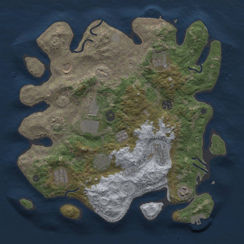 Rust Map: Procedural Map, Size: 3500, Seed: 72634452, 19 Monuments