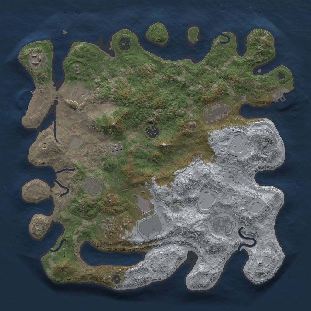 Rust Map: Procedural Map, Size: 3700, Seed: 1568334072, 16 Monuments