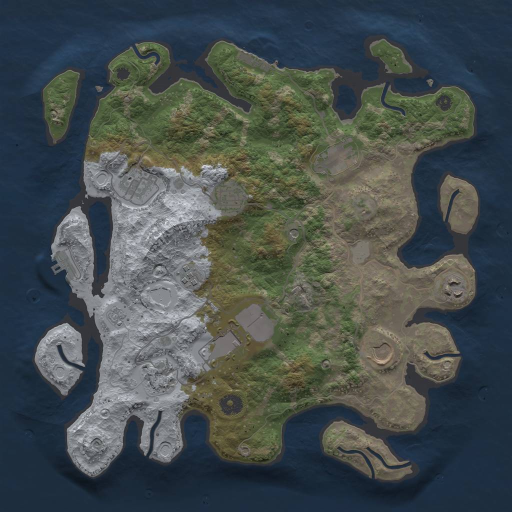 Rust Map: Procedural Map, Size: 3500, Seed: 69293629, 15 Monuments