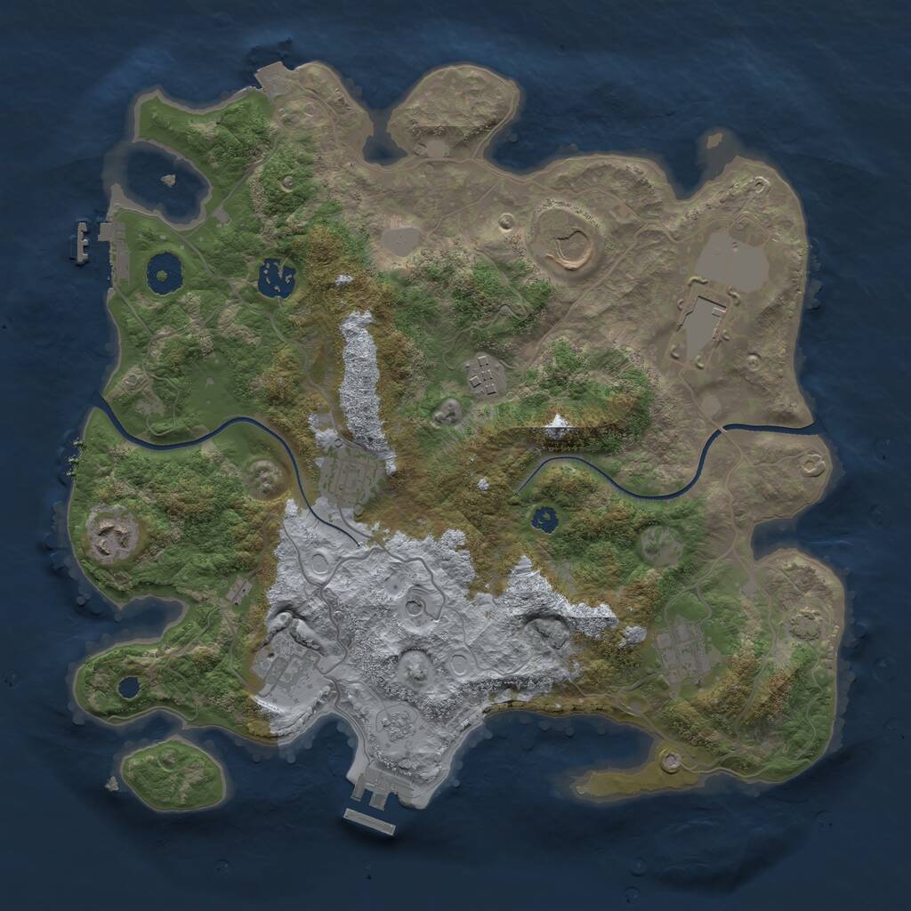 Rust Map: Procedural Map, Size: 3500, Seed: 592812713, 14 Monuments
