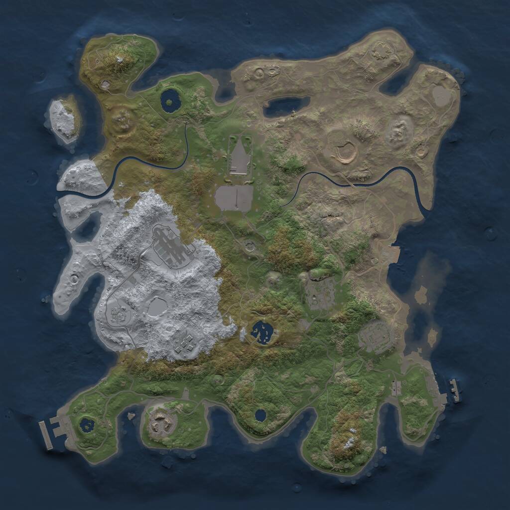 Rust Map: Procedural Map, Size: 3500, Seed: 5911655, 14 Monuments