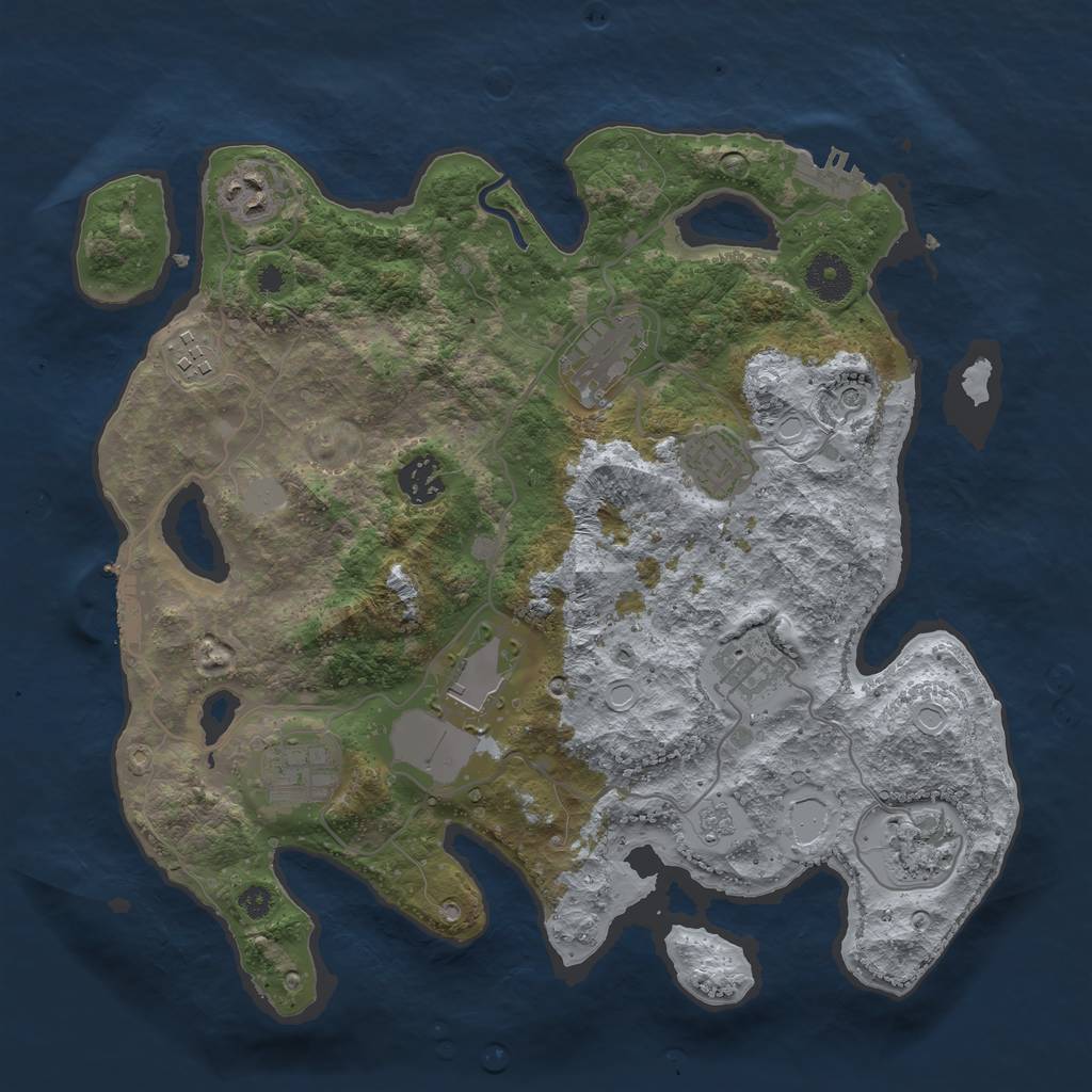 Rust Map: Procedural Map, Size: 3500, Seed: 4209670, 18 Monuments