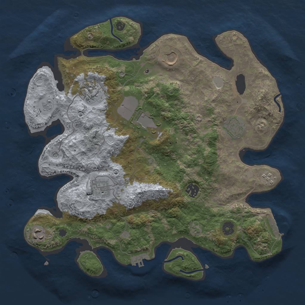 Rust Map: Procedural Map, Size: 3500, Seed: 36027688, 15 Monuments