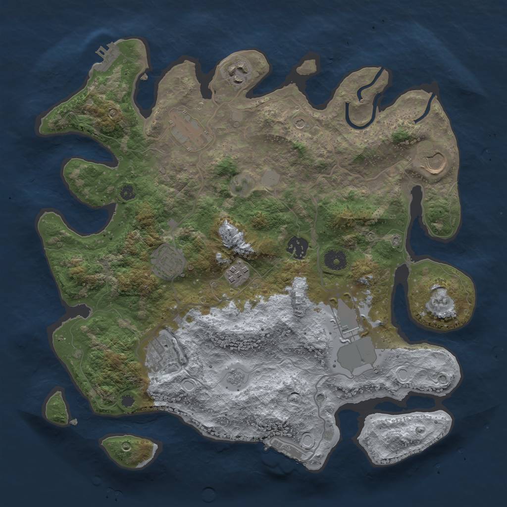 Rust Map: Procedural Map, Size: 3500, Seed: 8363854, 17 Monuments