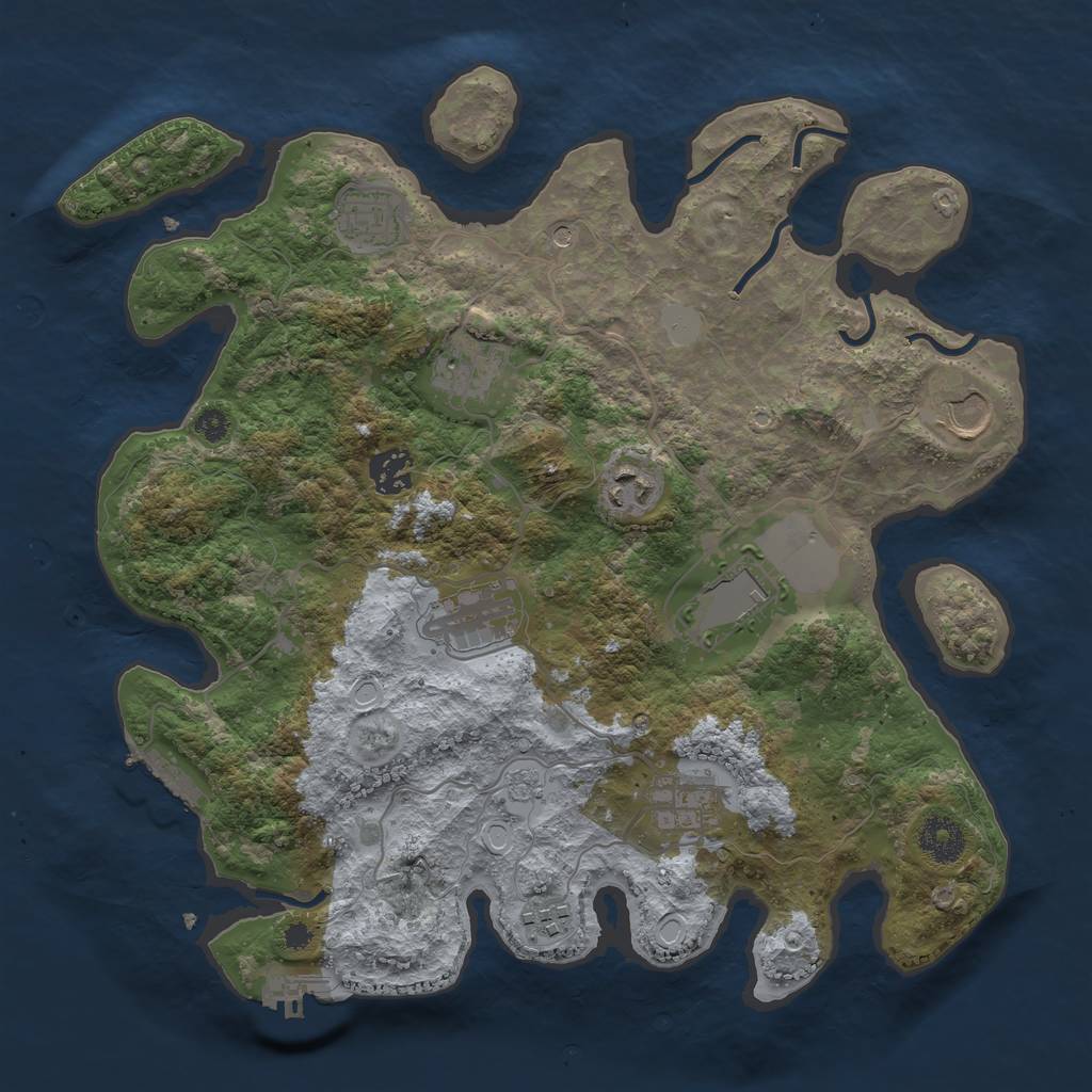 Rust Map: Procedural Map, Size: 3500, Seed: 1720191700, 18 Monuments