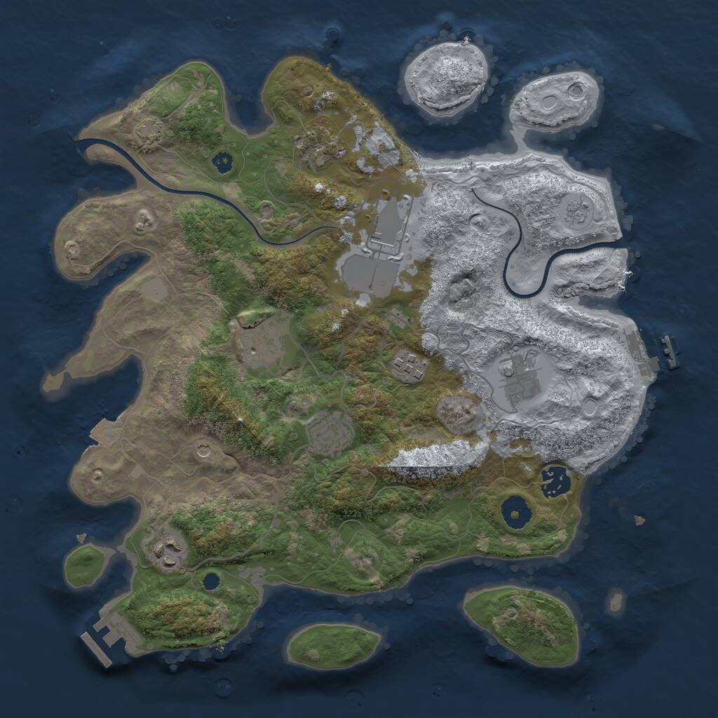 Rust Map: Procedural Map, Size: 3500, Seed: 79653711, 14 Monuments