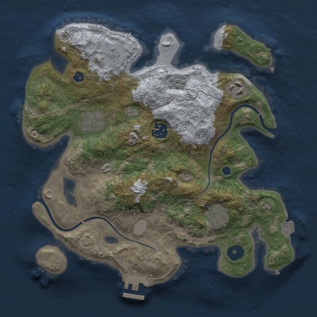 Rust Map: Procedural Map, Size: 3000, Seed: 334700665, 10 Monuments