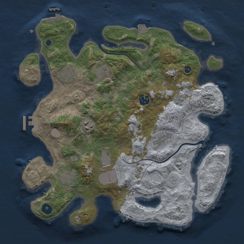 Rust Map: Procedural Map, Size: 3500, Seed: 67165297, 14 Monuments