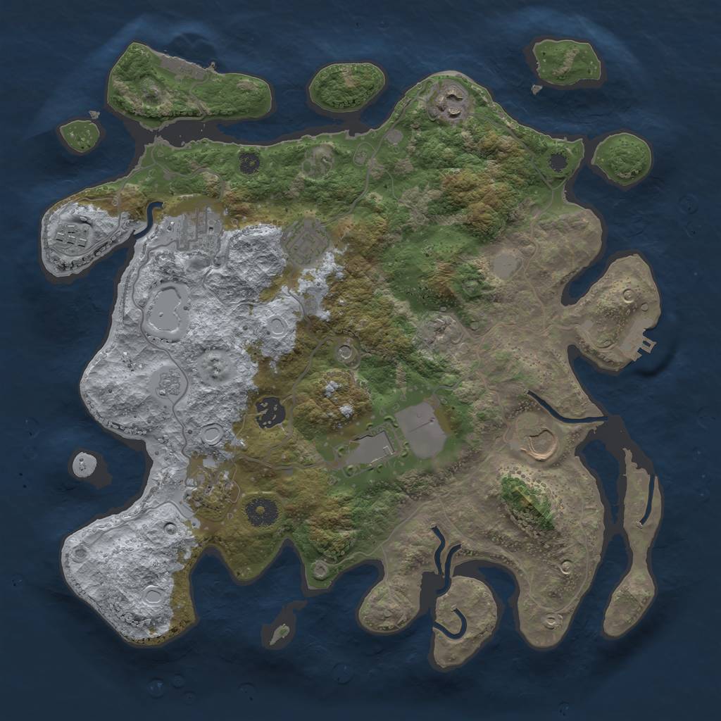 Rust Map: Procedural Map, Size: 3500, Seed: 98703043, 17 Monuments