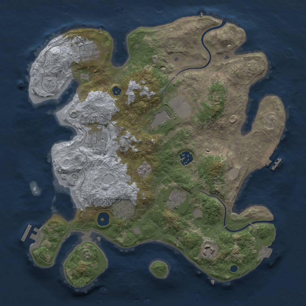 Rust Map: Procedural Map, Size: 3500, Seed: 7732832, 14 Monuments