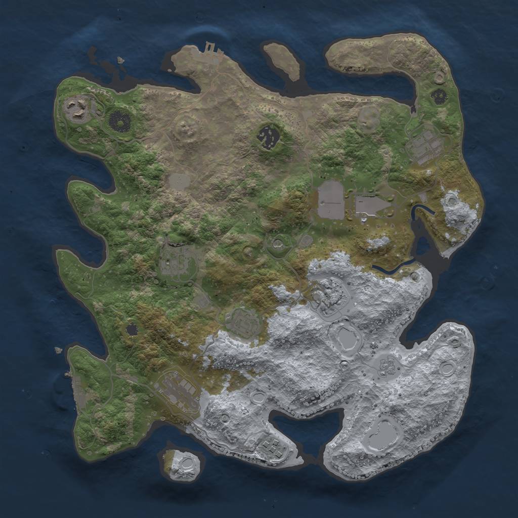 Rust Map: Procedural Map, Size: 3500, Seed: 1075017, 18 Monuments