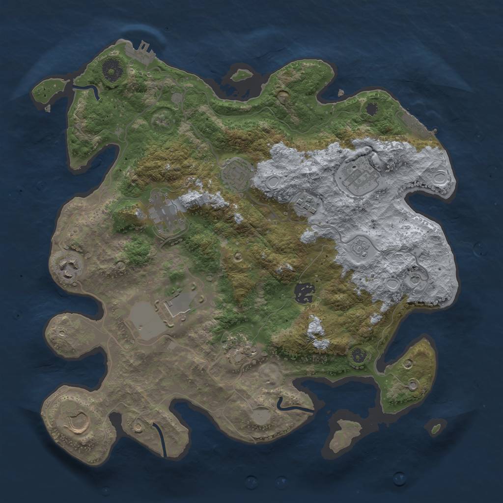 Rust Map: Procedural Map, Size: 3500, Seed: 74962633, 18 Monuments