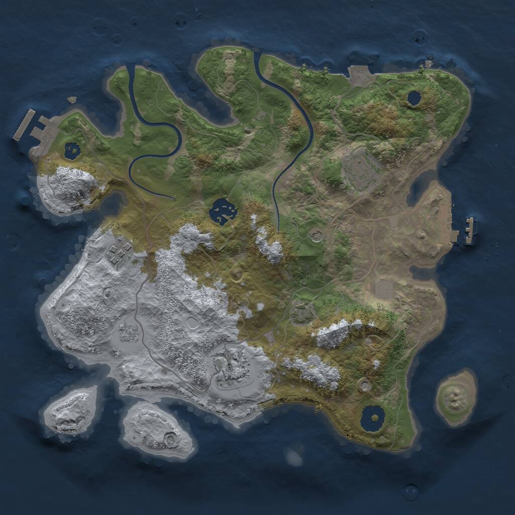 Rust Map: Procedural Map, Size: 3000, Seed: 1123121631, 10 Monuments