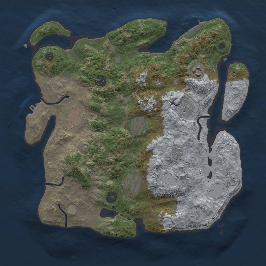 Rust Map: Procedural Map, Size: 3400, Seed: 1835341789, 16 Monuments