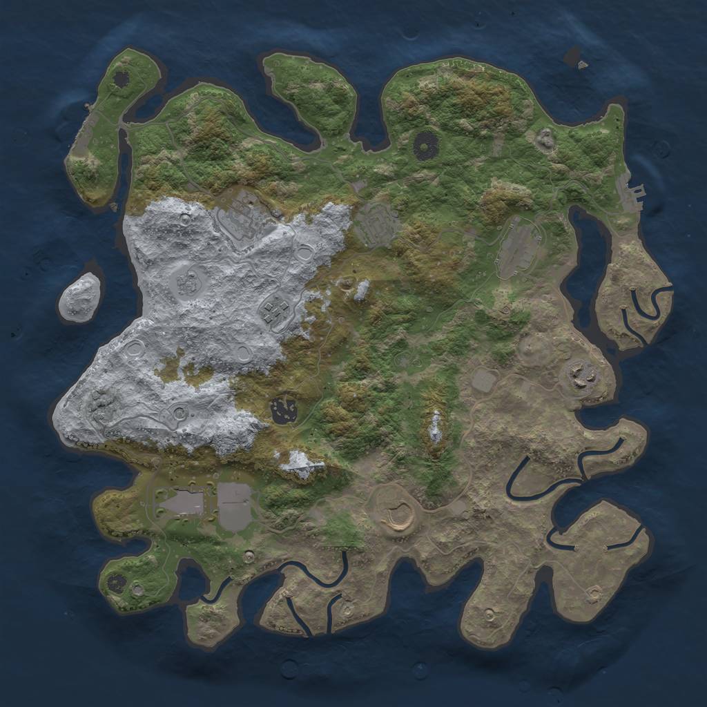 Rust Map: Procedural Map, Size: 3800, Seed: 1191926339, 15 Monuments