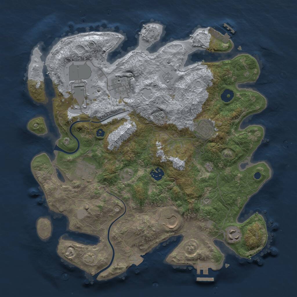 Rust Map: Procedural Map, Size: 3500, Seed: 52178354, 14 Monuments