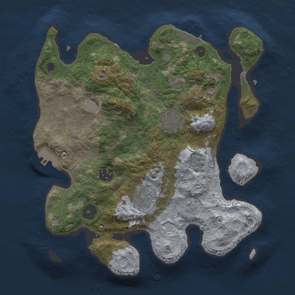 Rust Map: Procedural Map, Size: 3000, Seed: 651125046, 13 Monuments