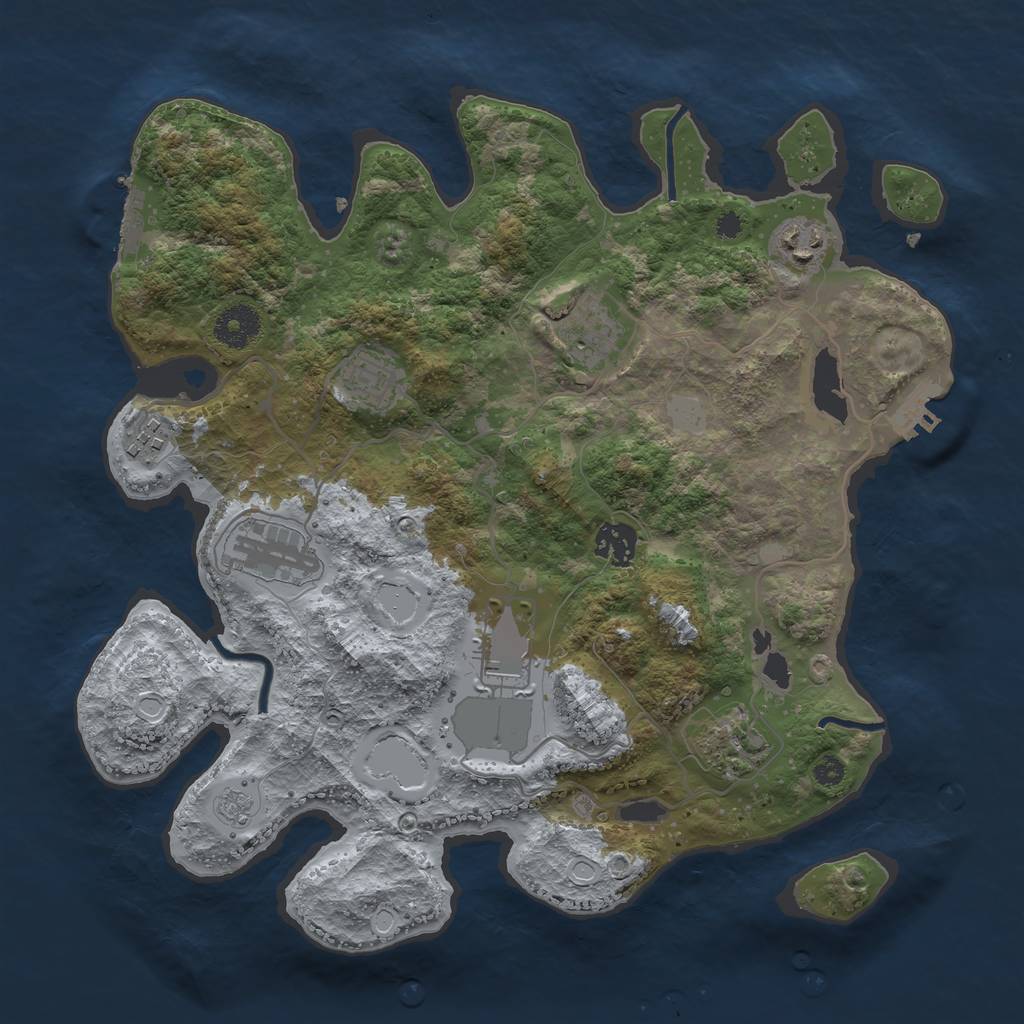 Rust Map: Procedural Map, Size: 3500, Seed: 12964194, 16 Monuments