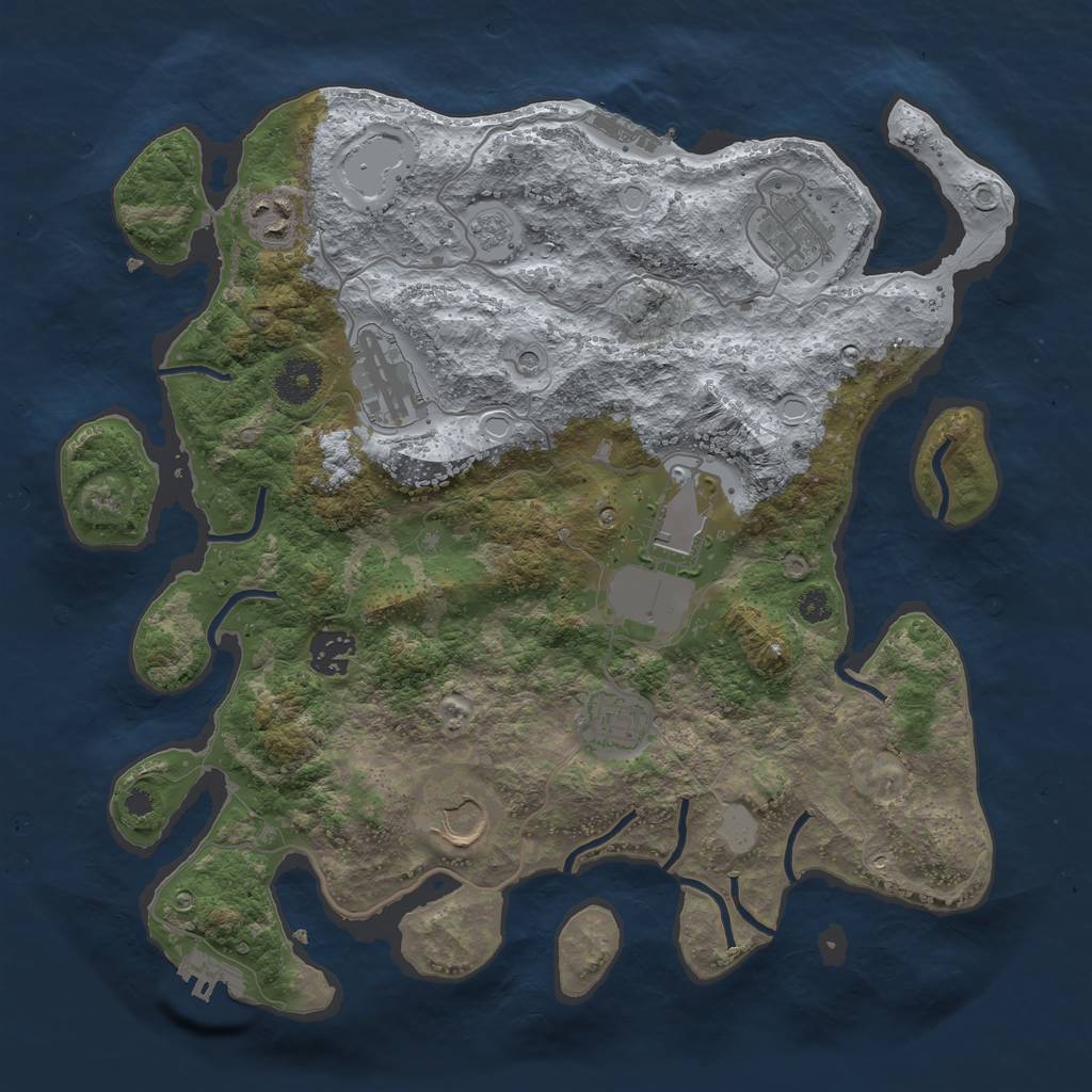Rust Map: Procedural Map, Size: 3500, Seed: 66506865, 16 Monuments
