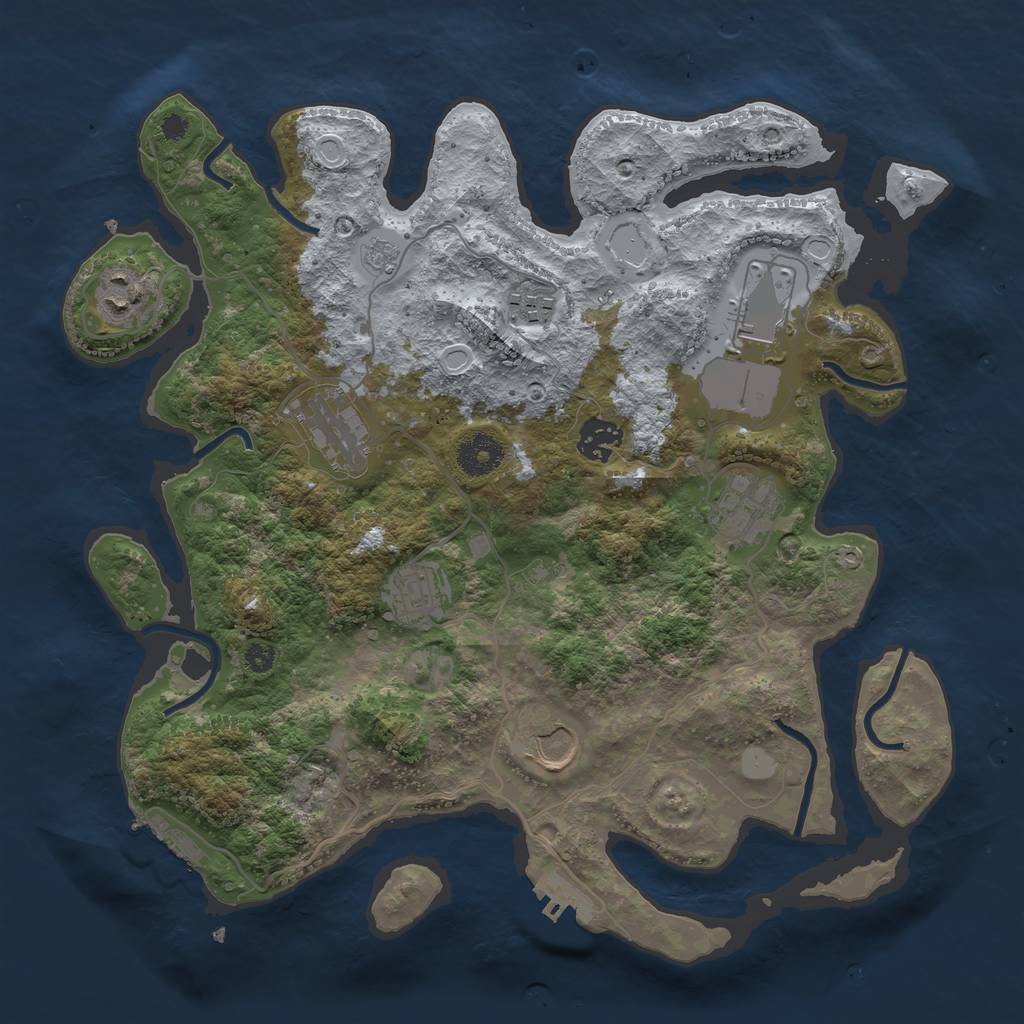 Rust Map: Procedural Map, Size: 3500, Seed: 84523469, 16 Monuments