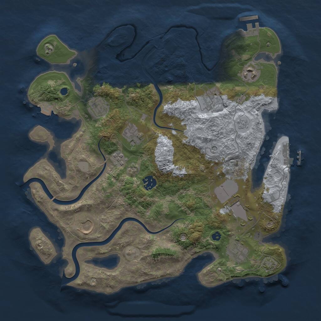 Rust Map: Procedural Map, Size: 3500, Seed: 74673238, 15 Monuments