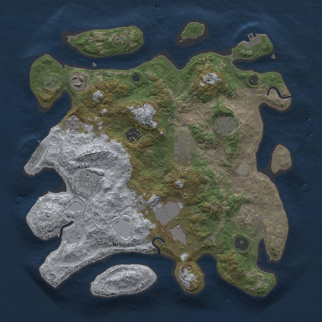 Rust Map: Procedural Map, Size: 3500, Seed: 81025787, 15 Monuments