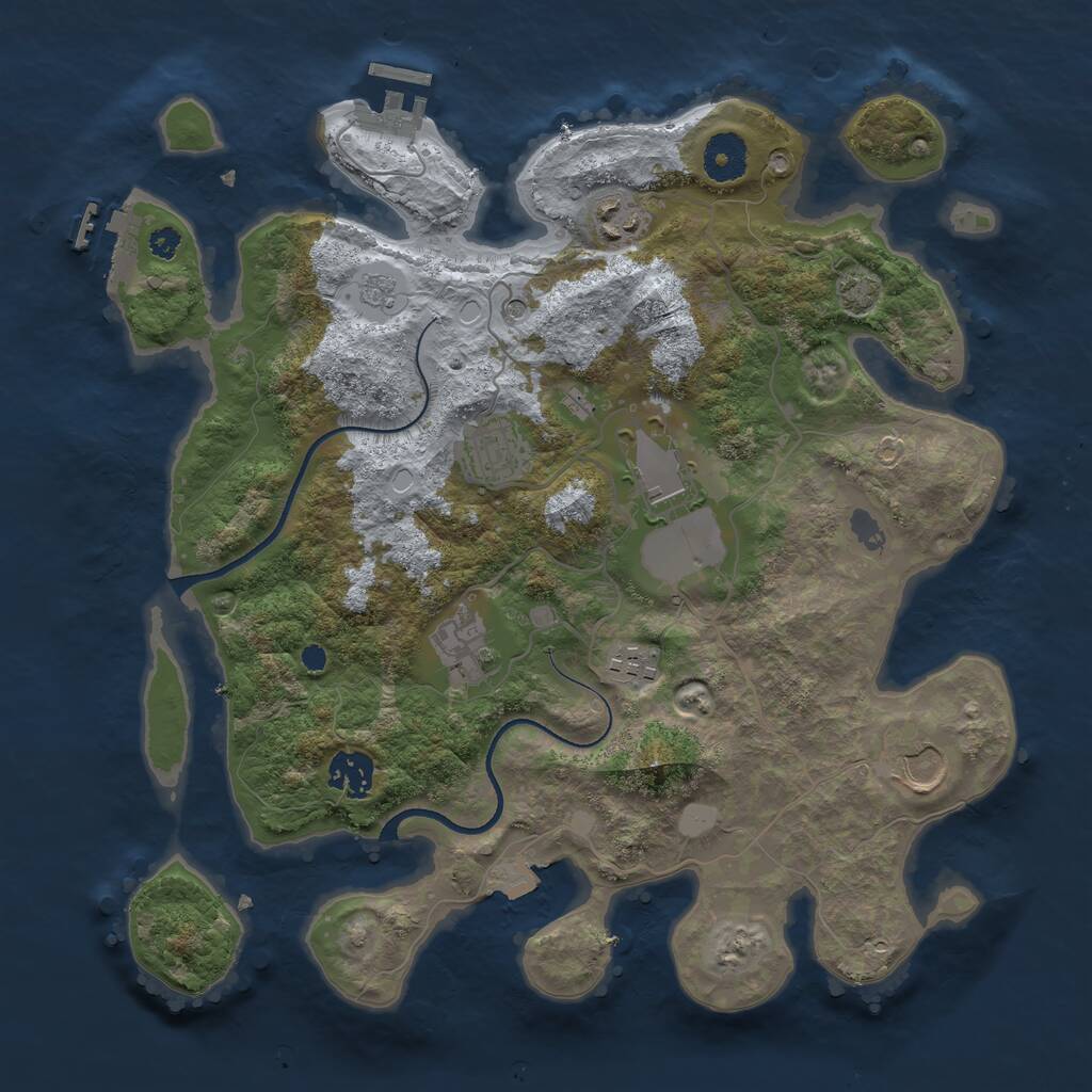 Rust Map: Procedural Map, Size: 3500, Seed: 35828859, 13 Monuments