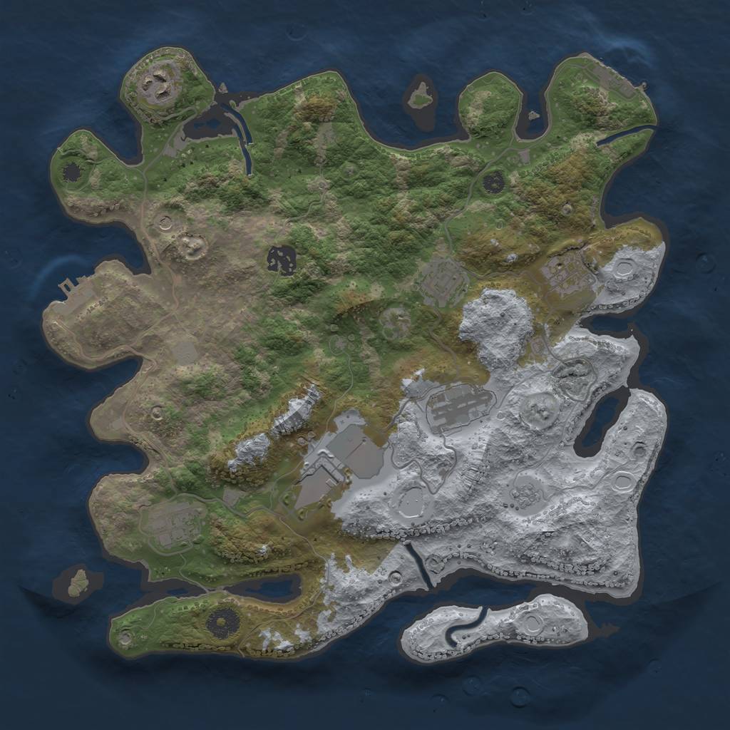 Rust Map: Procedural Map, Size: 3500, Seed: 5115860, 16 Monuments