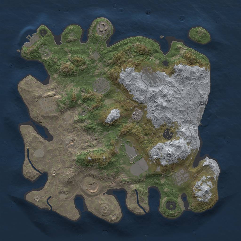 Rust Map: Procedural Map, Size: 3500, Seed: 57361769, 16 Monuments