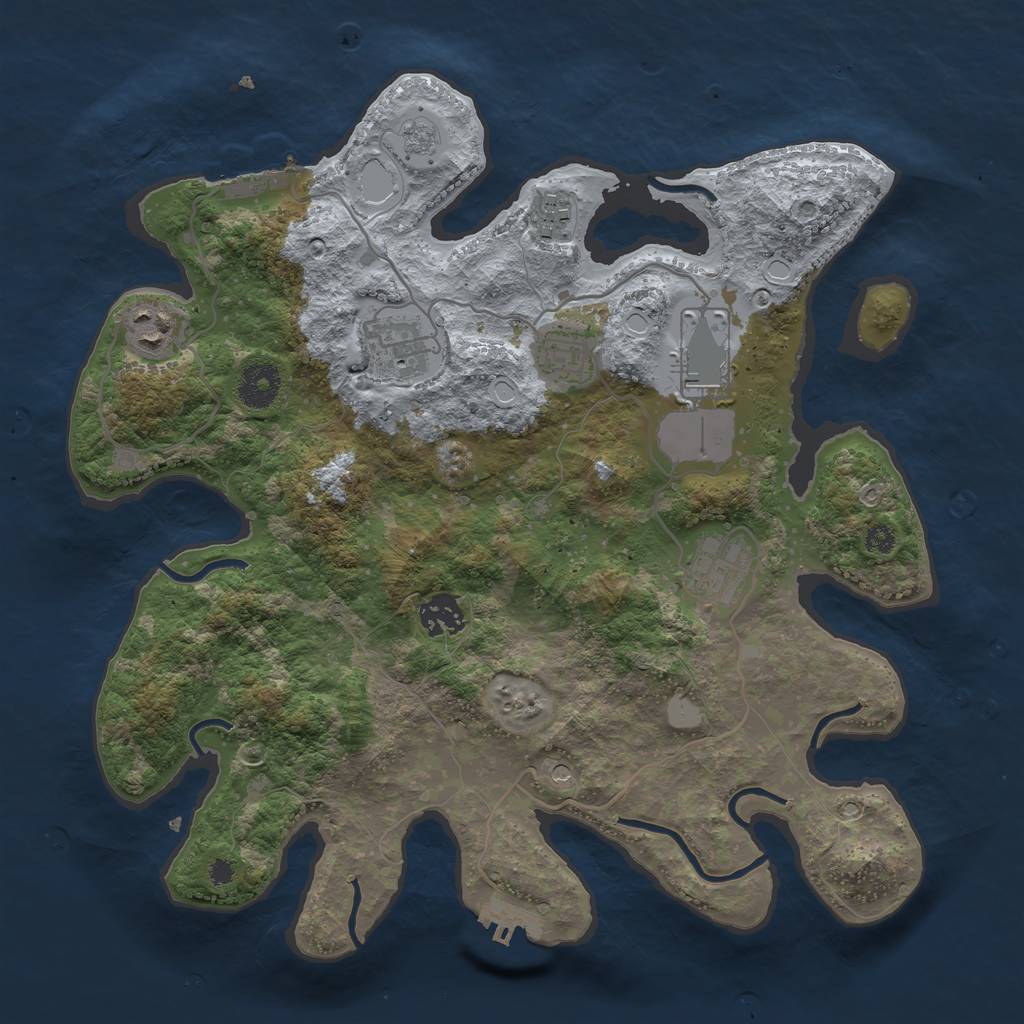 Rust Map: Procedural Map, Size: 3500, Seed: 19615381, 16 Monuments
