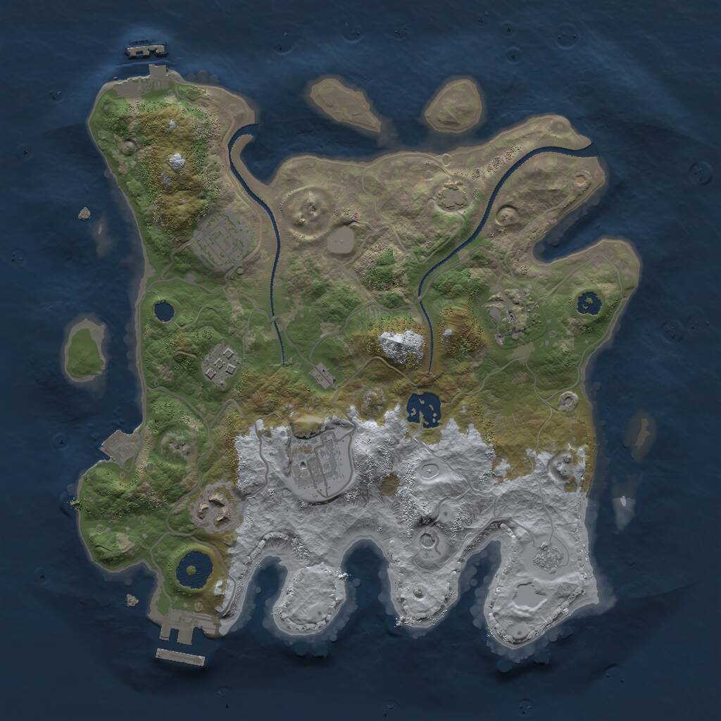 Rust Map: Procedural Map, Size: 3000, Seed: 73673, 12 Monuments